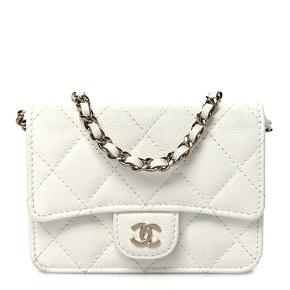 Chanel Caviar Quilted Mini Chain Bag White 1 of 12