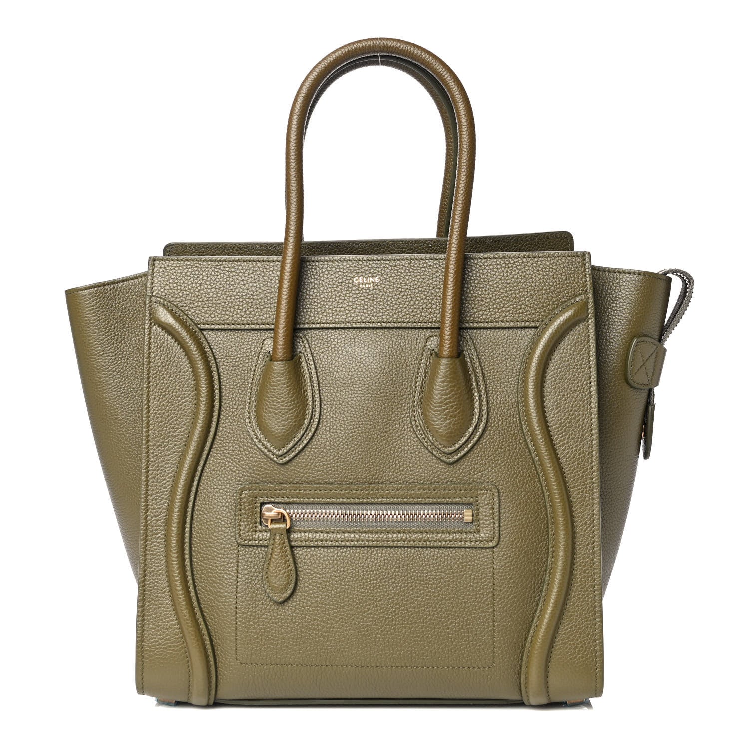 Celine Drummed Calfskin Micro Luggage Dark Olive 1 of 14