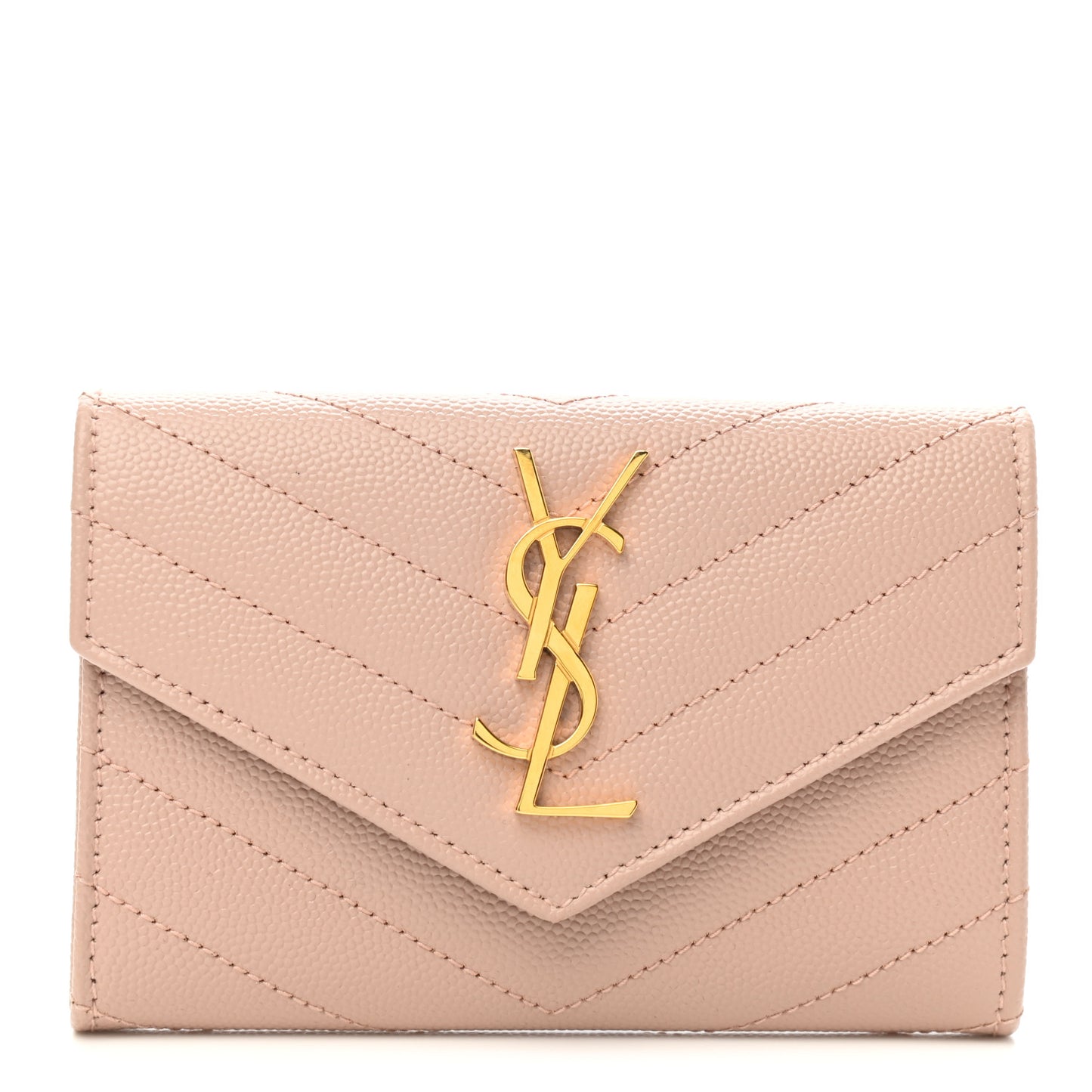 Grain De Poudre Matelasse Chevron Small Monogram Envelope Wallet Pink