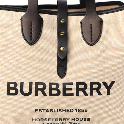 Burberry Cotton Soft Canvas Calfskin Medium Belt Tote Natural Black 8 of 9