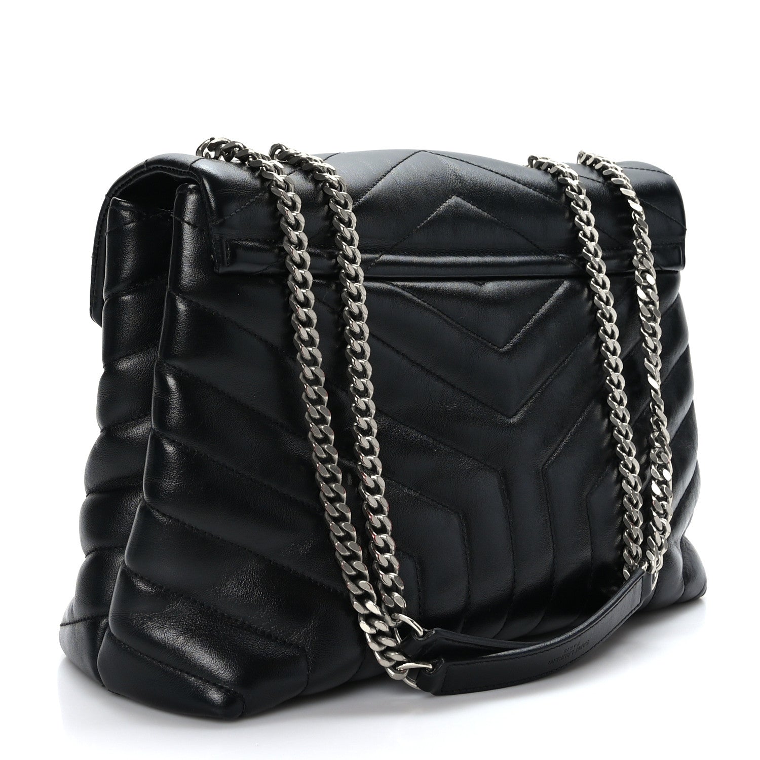 Saint Laurent Calfskin Y Quilted Monogram Medium Loulou Chain Satchel Black 2 of 11