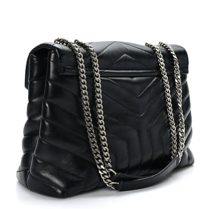 Saint Laurent Calfskin Y Quilted Monogram Medium Loulou Chain Satchel Black 2 of 11
