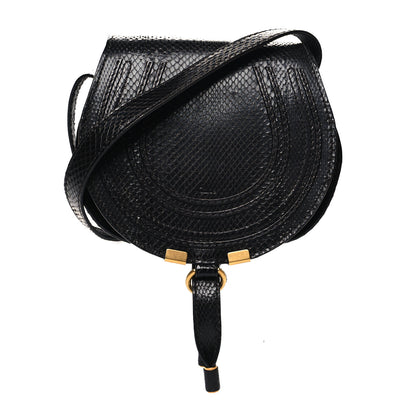 Chloe Snakeskin Mini Marcie Round Crossbody Bag Black 1 of 10