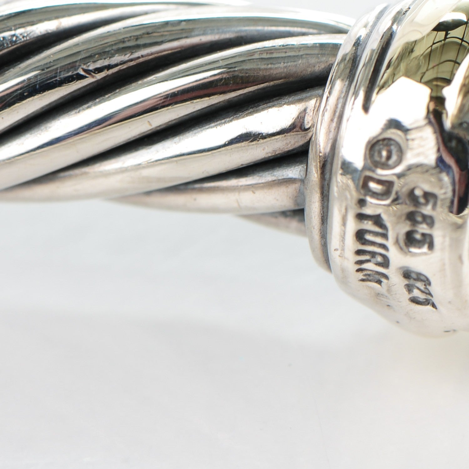 David Yurman Sterling Silver 14K Yellow Gold 7mm Cable Classics Bracelet 5 of 5