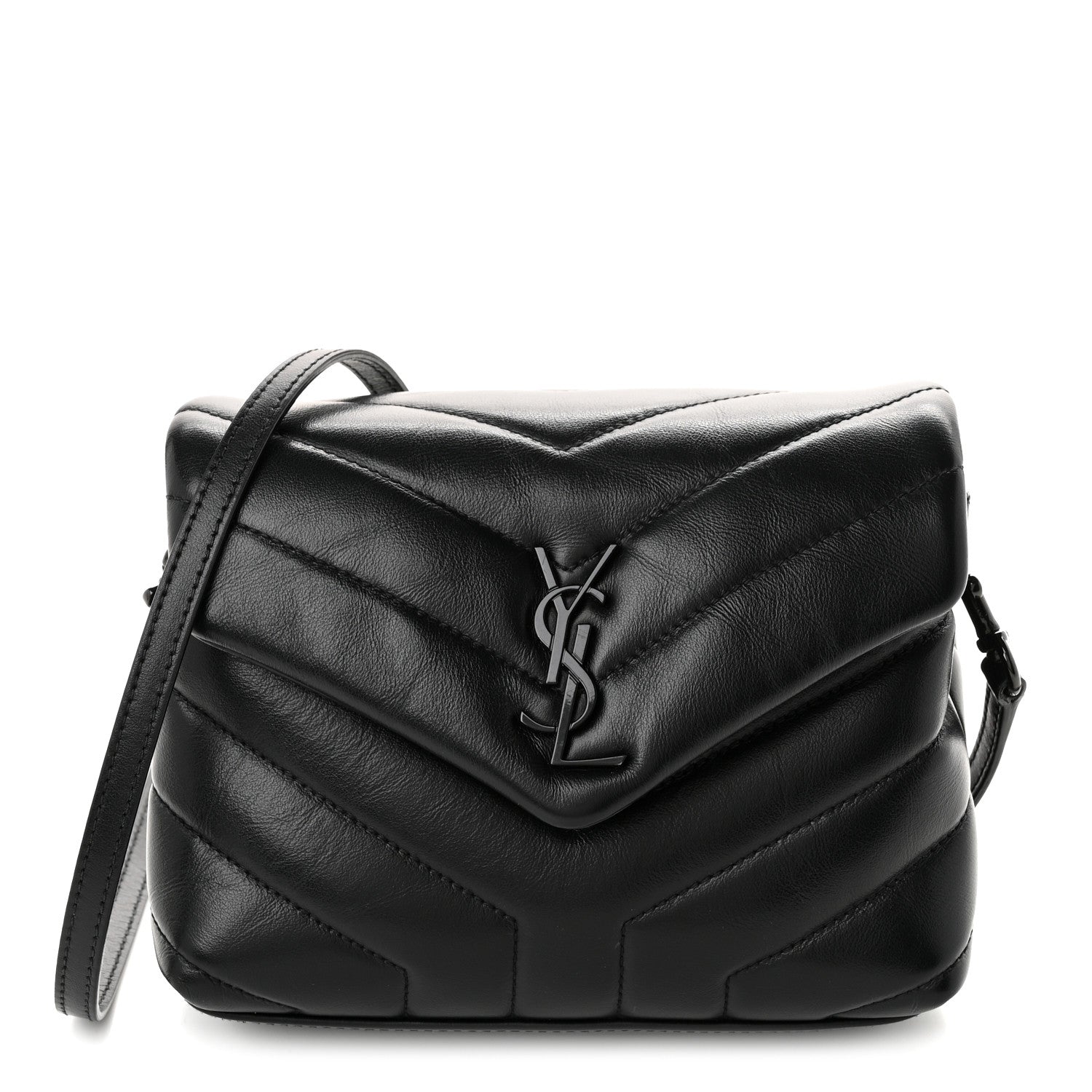 Saint Laurent Calfskin Y Quilted Monogram Monochrome Toy Loulou Crossbody Bag Black 1 of 10