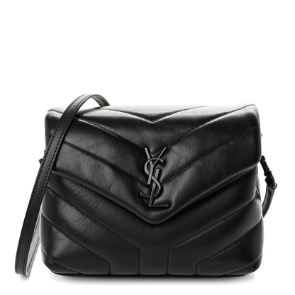 Saint Laurent Calfskin Y Quilted Monogram Monochrome Toy Loulou Crossbody Bag Black 1 of 10