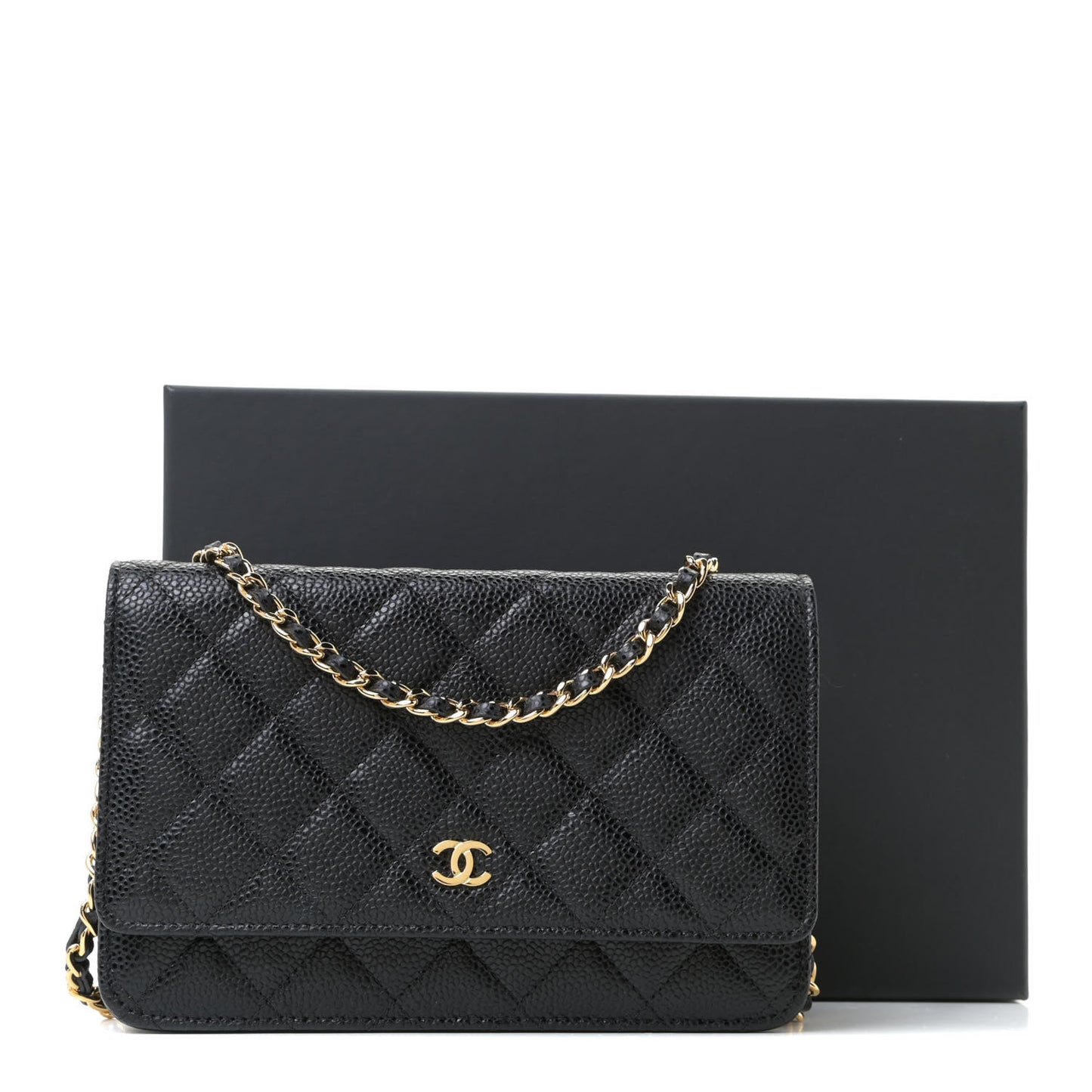 Caviar Quilted Wallet On Chain WOC Black