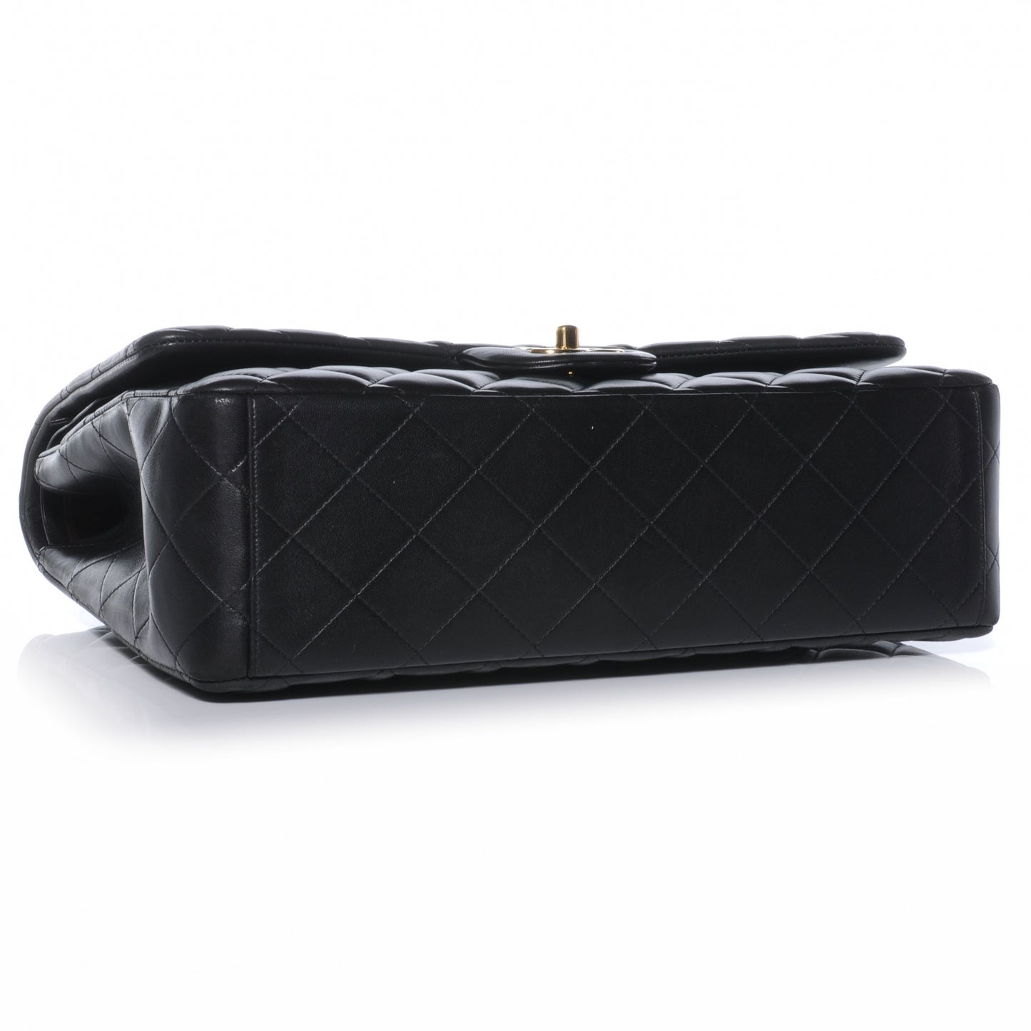Lambskin Quilted Maxi Double Flap Black
