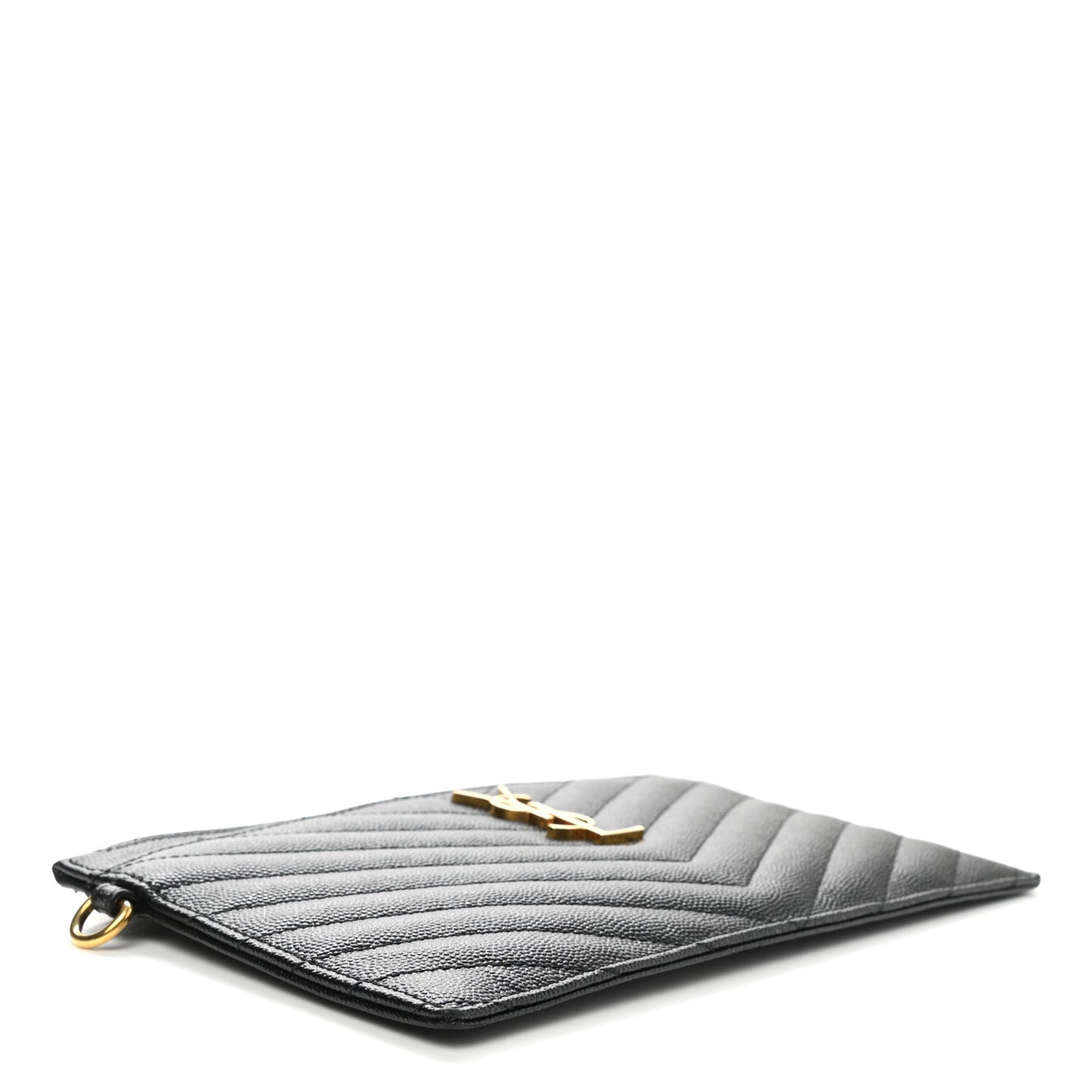 Grain De Poudre Chevron Monogram Large Bill Pouch Black