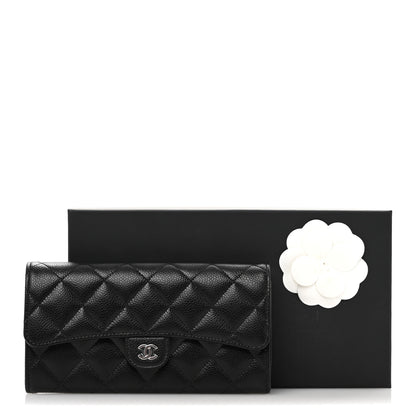 Chanel Caviar Quilted Large Gusset Flap Wallet Black 9 of 9