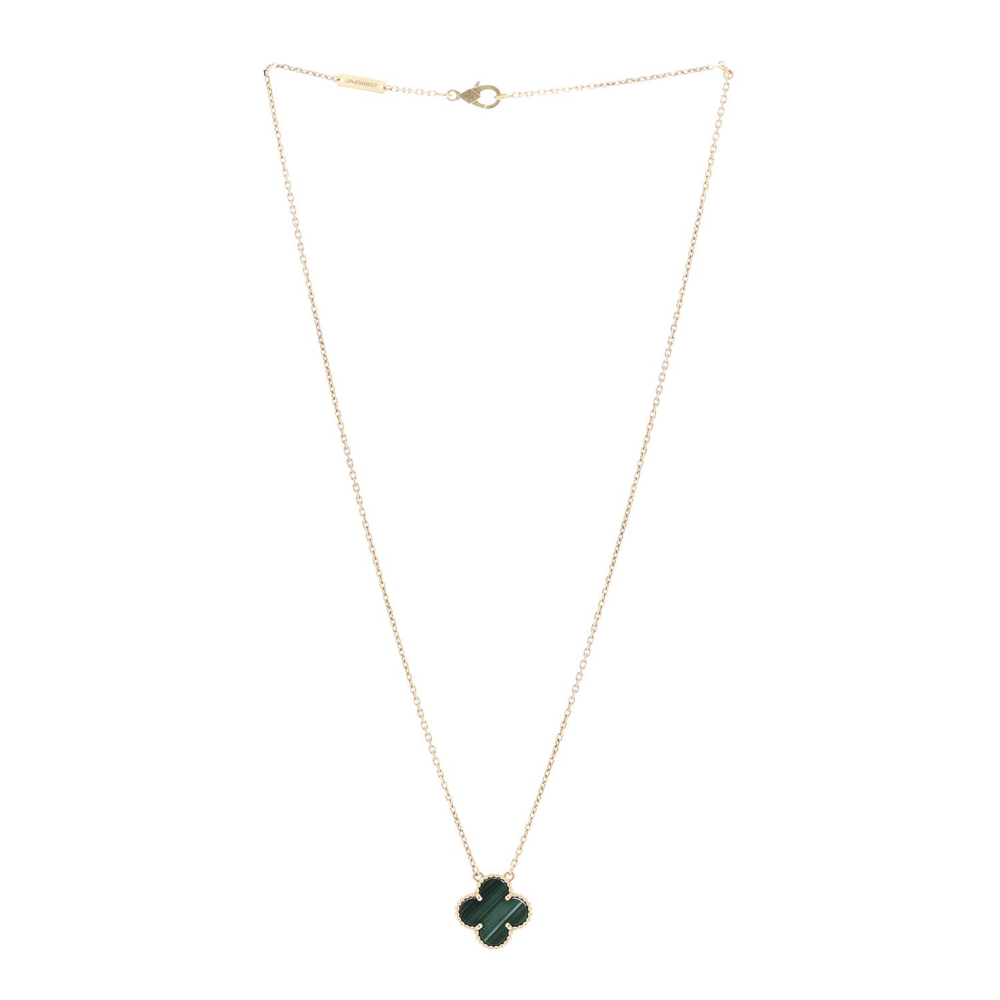 18K Yellow Gold Malachite Vintage Alhambra Pendant Necklace