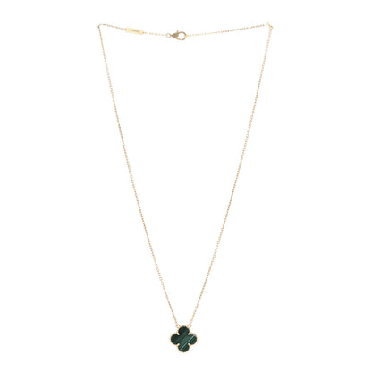 Van Cleef & Arpels 18K Yellow Gold Malachite Vintage Alhambra Pendant Necklace 3 of 5
