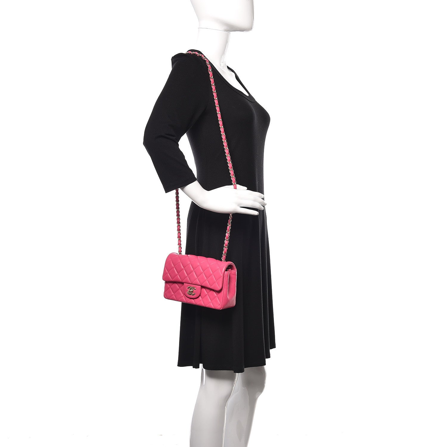 Chanel Lambskin Quilted Mini Rectangular Flap Fuchsia 2 of 11