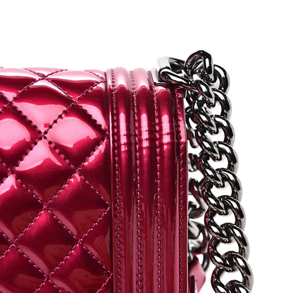 Chanel Metallic Patent Calfskin Quilted Medium Boy Flap Pink 8 of 17