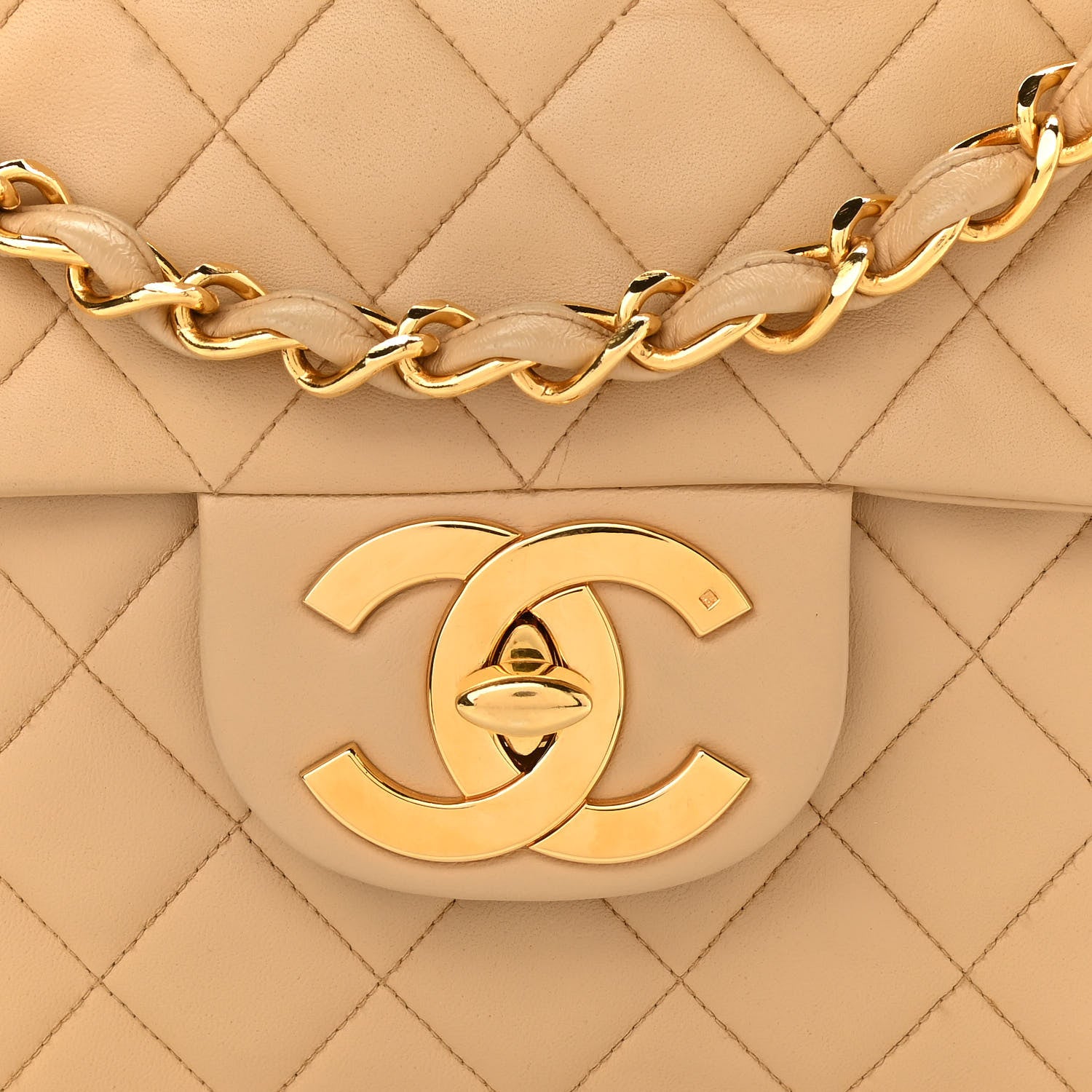 Chanel Lambskin Quilted XL Jumbo Single Flap Beige 9 of 14