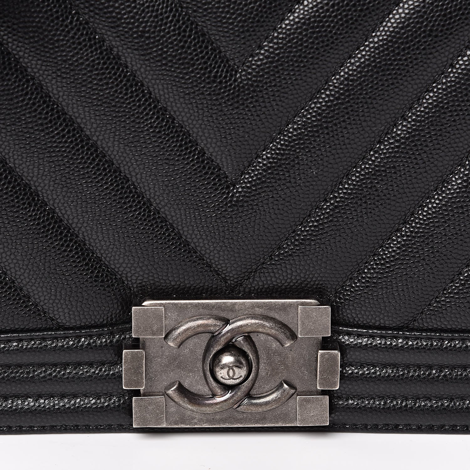 Chanel Caviar Chevron Quilted Medium Boy Flap Black 10 of 11