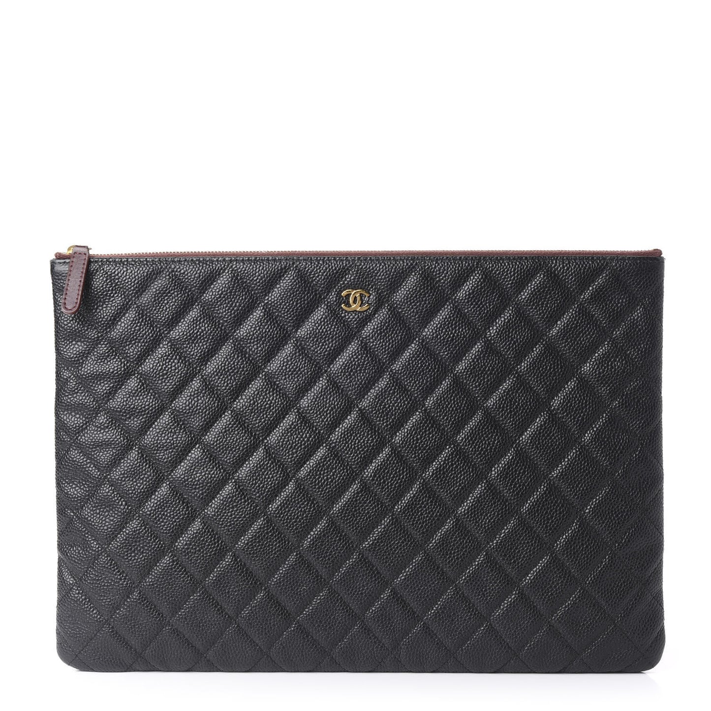 Caviar Quilted Large Cosmetic Case Black