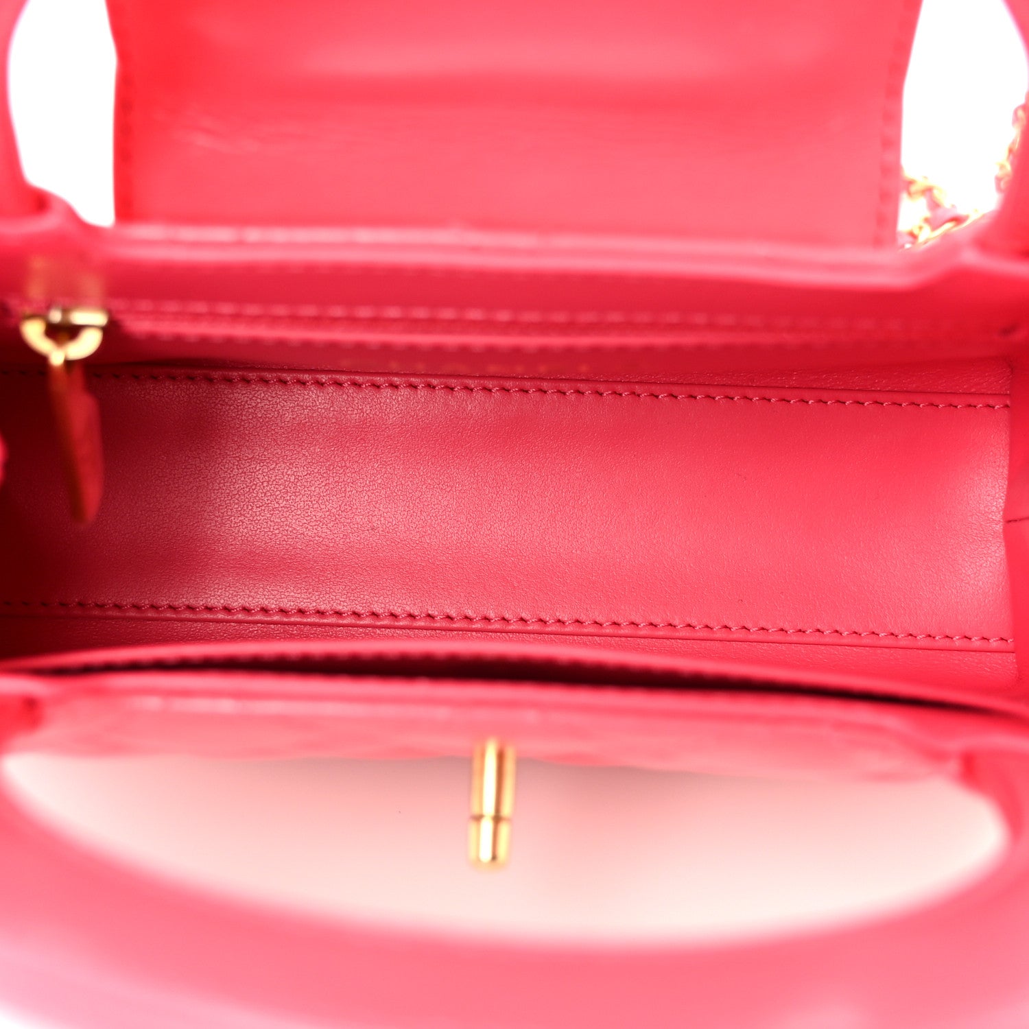 Chanel Shiny Aged Calfskin Quilted Nano Kelly Shopper Fuchsia 5 of 11
