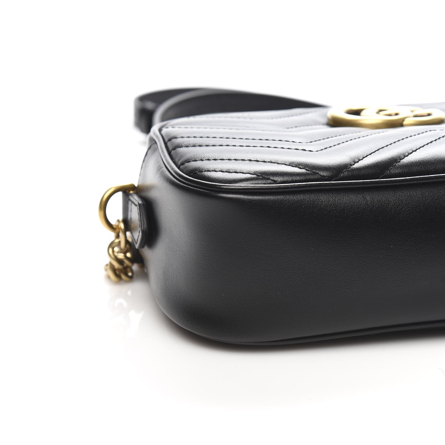 Gucci Calfskin Matelasse Small GG Marmont Chain Shoulder Bag Black 8 of 10
