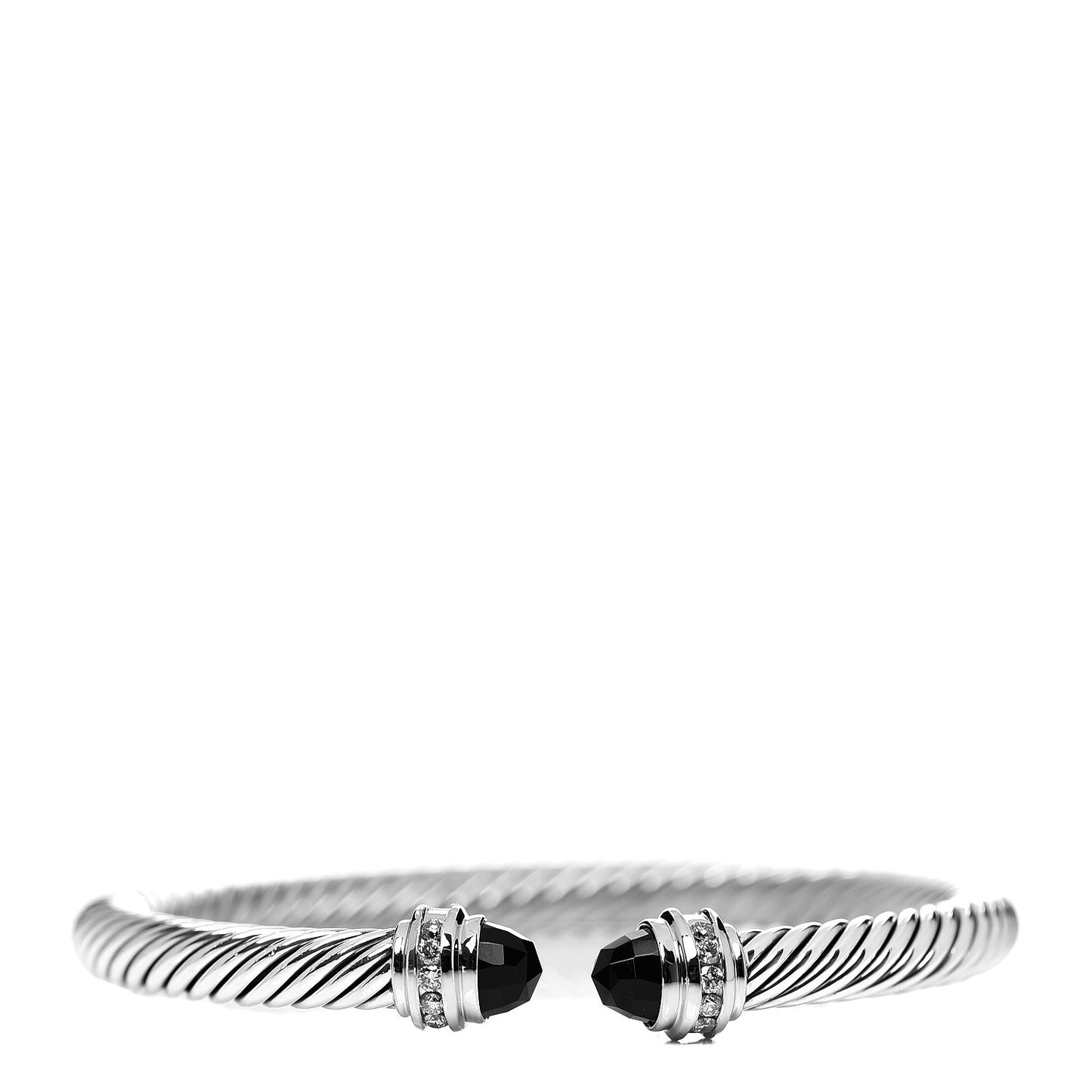 Sterling Silver Diamond Black Onyx 5mm Cable Classics Princess Bracelet
