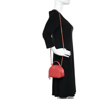 Chanel Lambskin Quilted Small Chic Riviera Top Handle Vanity Case Red 2 of 10