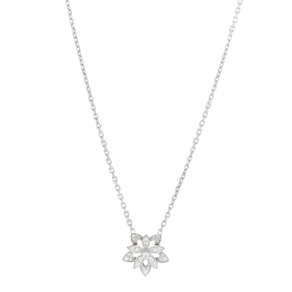 Van Cleef & Arpels 18K White Gold Diamond Mini Lotus Pendant Necklace 1 of 5
