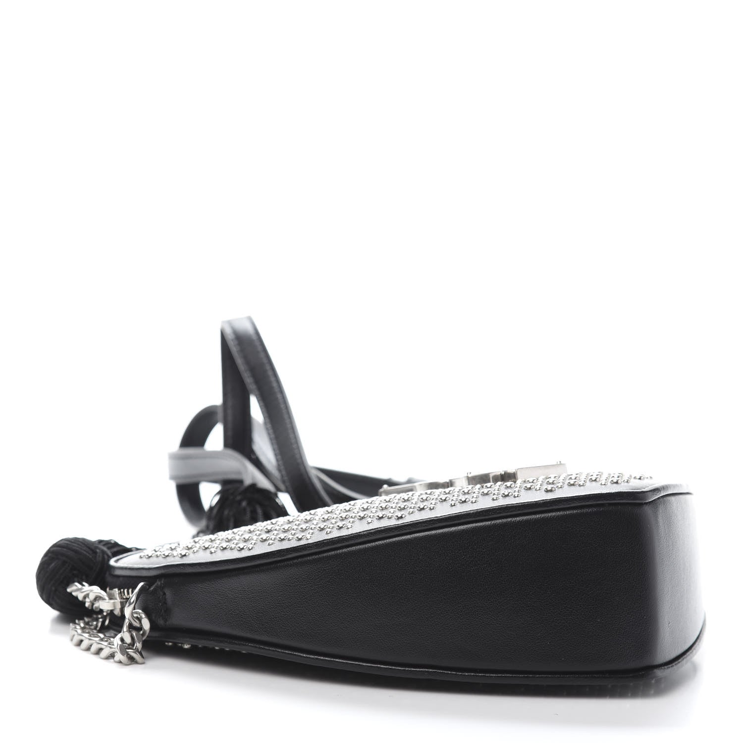 Saint Laurent Calfskin Studded Monogram Heart Shoulder Bag Black 7 of 9