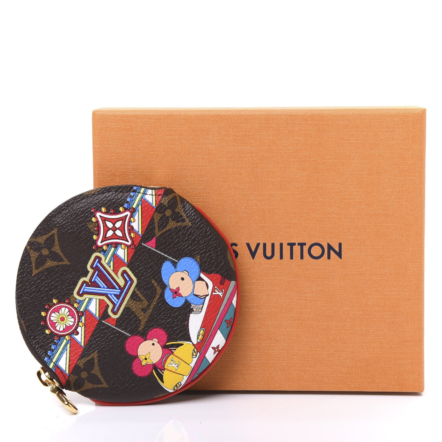 Monogram 2020 Christmas Animation Bumper Cars Round Coin Purse Coquelicot