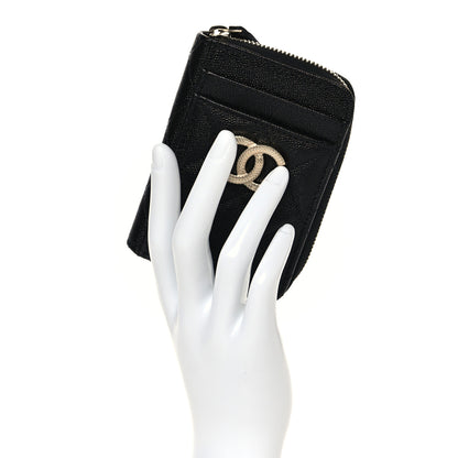 Chanel Caviar Quilted Studded CC Zip Card Holder Black 2 of 9