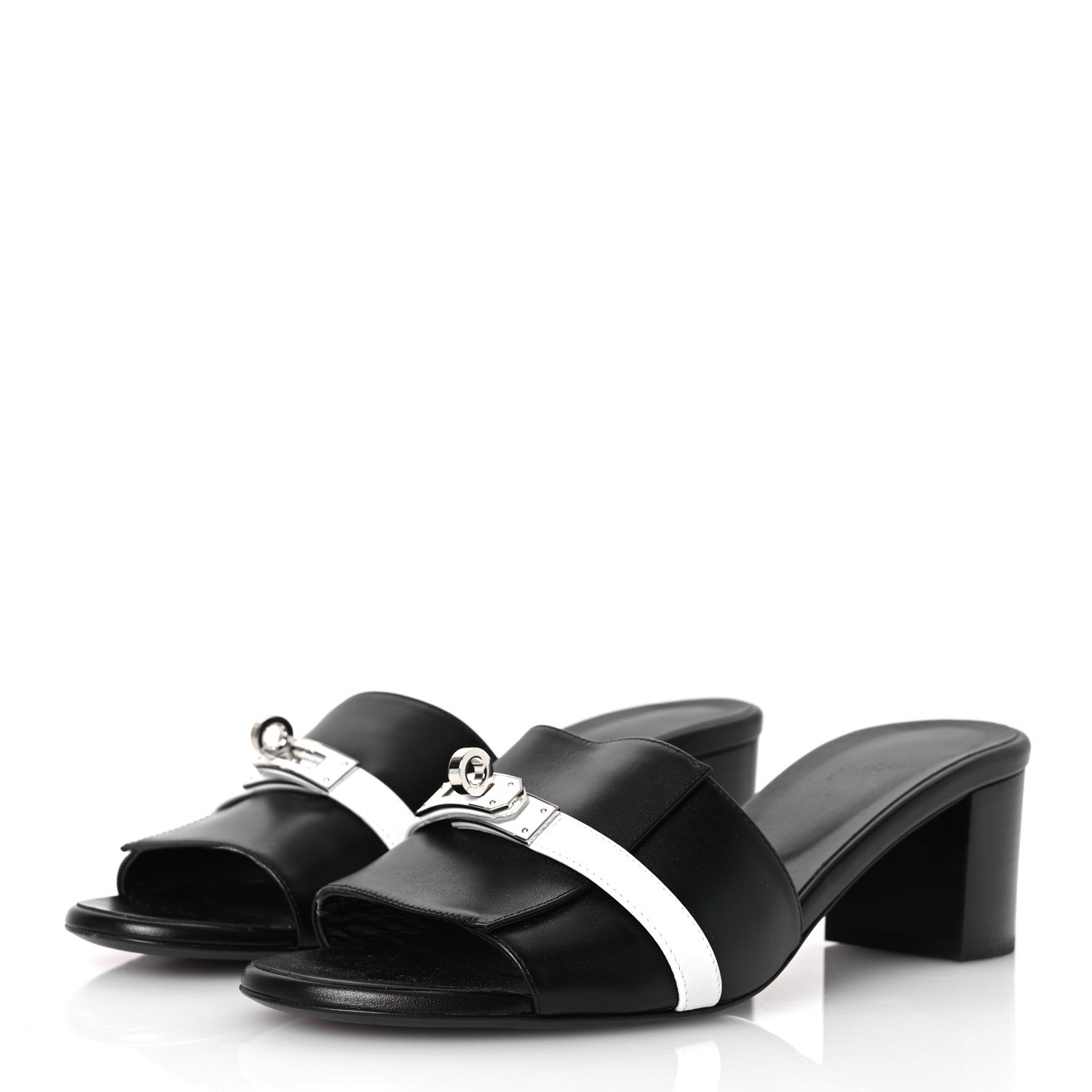 Hermes Calfskin Gigi 50 Sandals 40 White Black 4 of 14