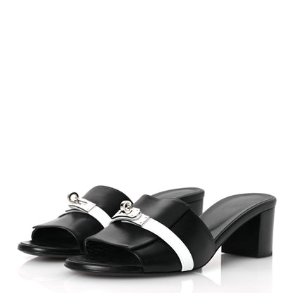 Hermes Calfskin Gigi 50 Sandals 40 White Black 4 of 14