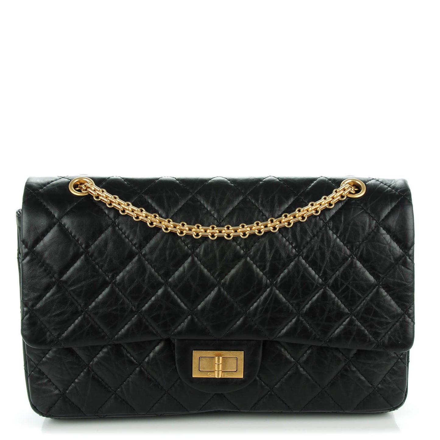 Aged Calfskin Quilted 2.55 Reissue 227 Flap Black