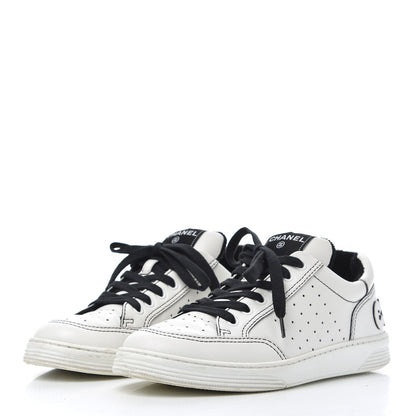 Chanel Calfskin Womens Logo Sneakers 39 White Black 3 of 23