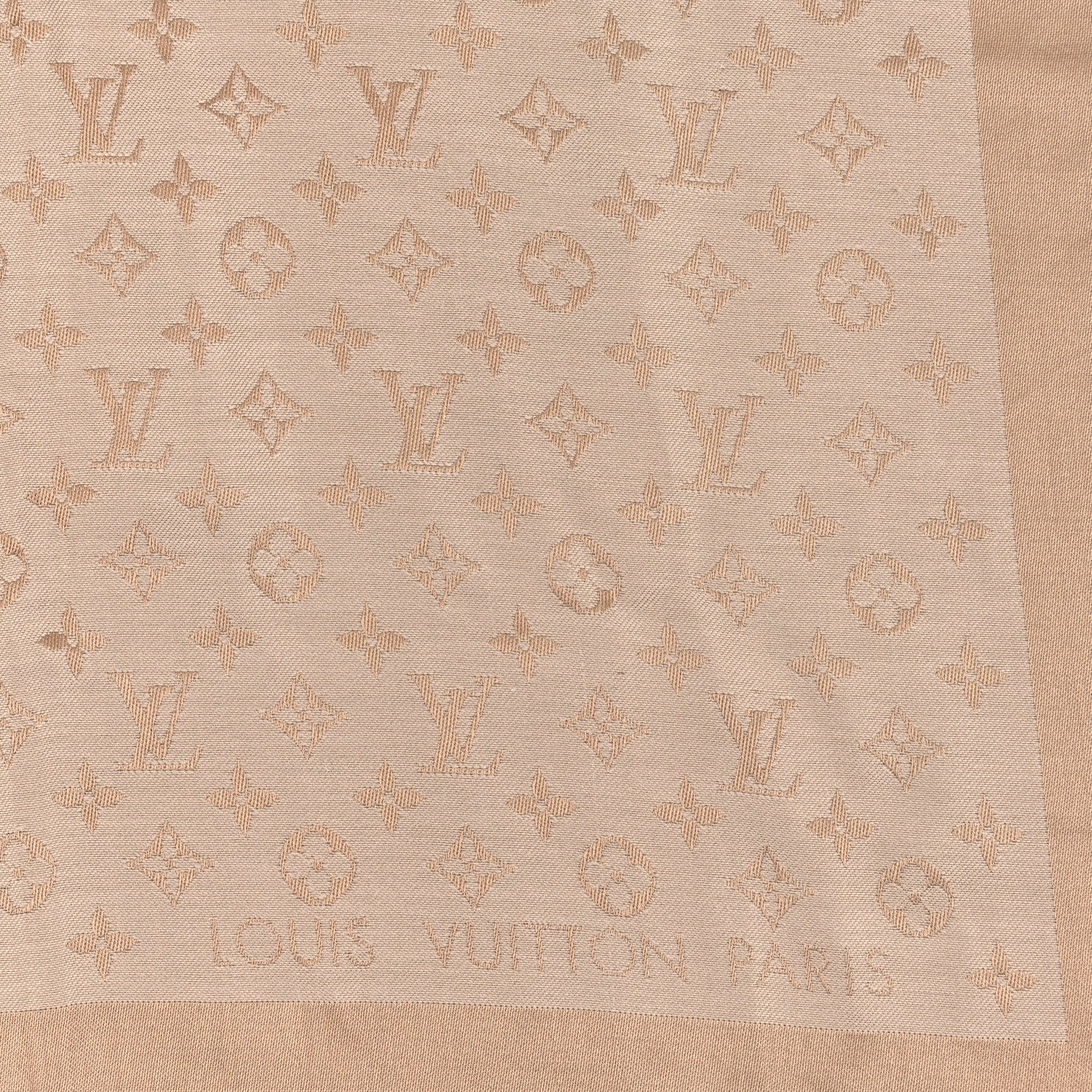 Louis Vuitton Silk Wool Monogram Denim Shawl Beige Rose 2 of 3