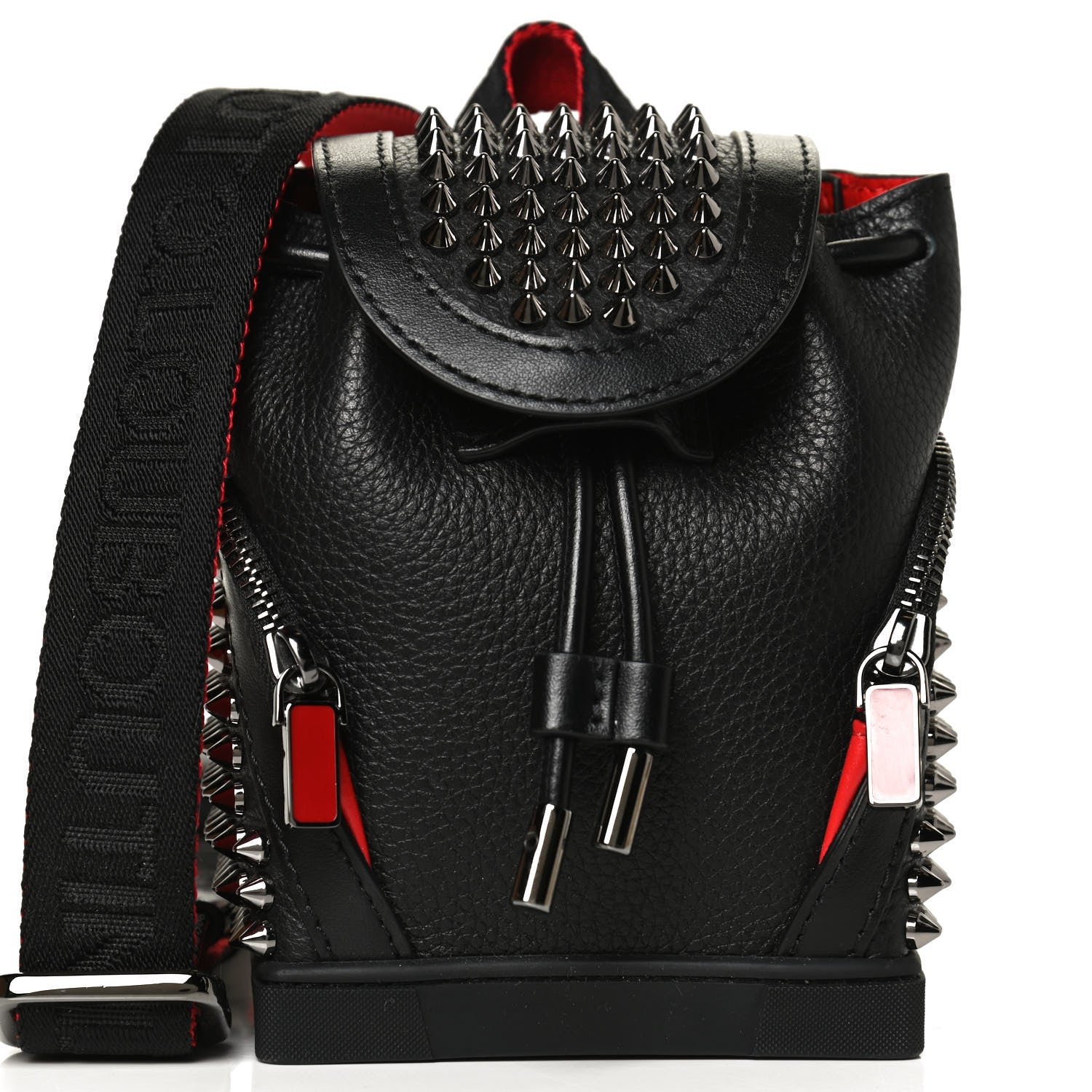 Christian Louboutin Calfskin Spiked Mini Explorafunk Keyring Bag Black 7 of 12