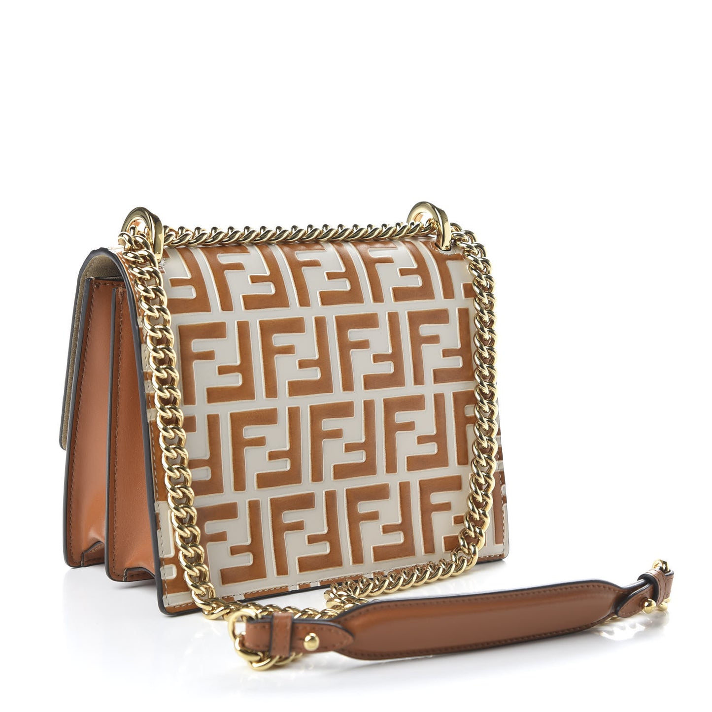 Vitello Liberty Bi-Color FF 1974 Embossed Small Kan U Shoulder Bag Camelia Saddler