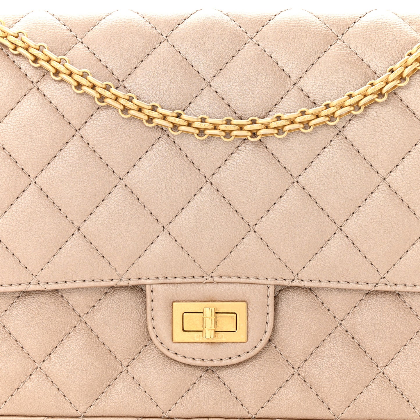 Metallic Calfskin Quilted 2.55 Reissue 226 Flap Dark Gold