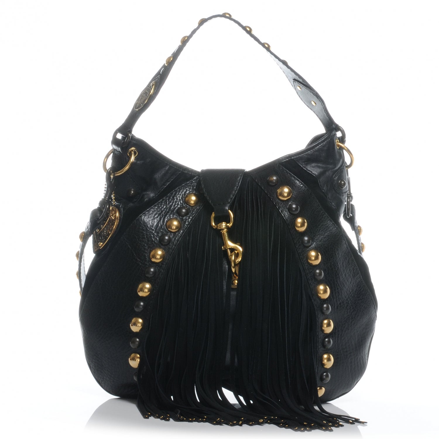 Gucci Leather Suede Fringe Babouska Hobo Black 1 of 7