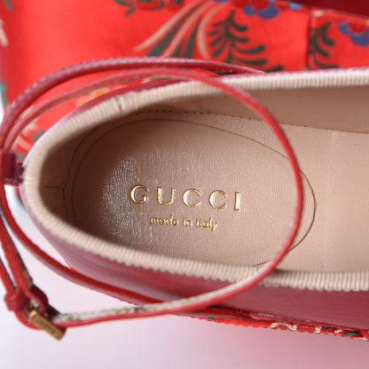 Gucci Malaga Kid Silk Hannelore Detachable Platform Slide 37 Hibiscus Red 9 of 17