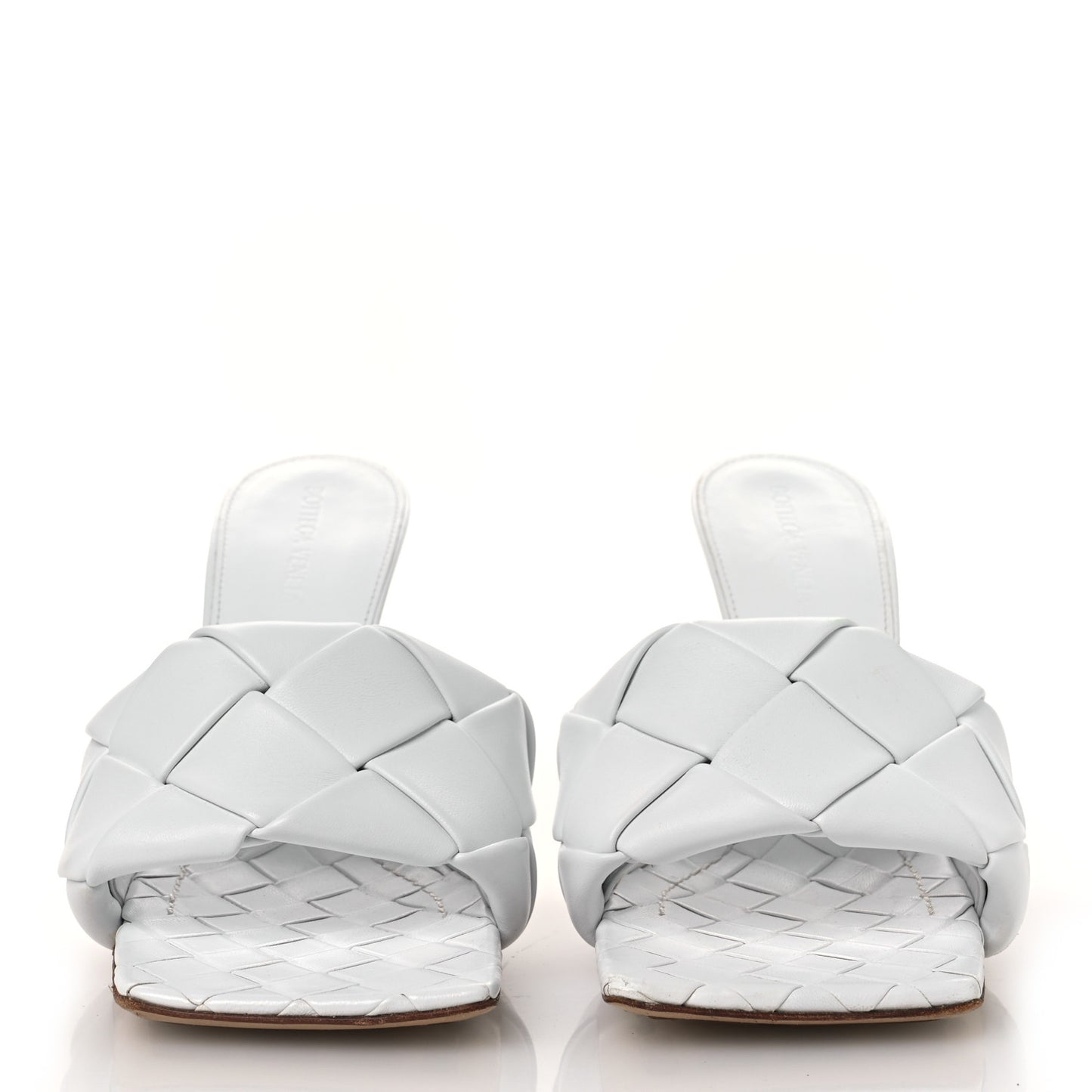 Nappa Maxi Intrecciato Lido 90mm Mule Sandals 40 Optic White