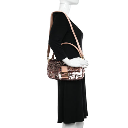 Fendi Sequin Paillettes Vitello Grace Sex and the City Baguette Baby Pink 2 of 10