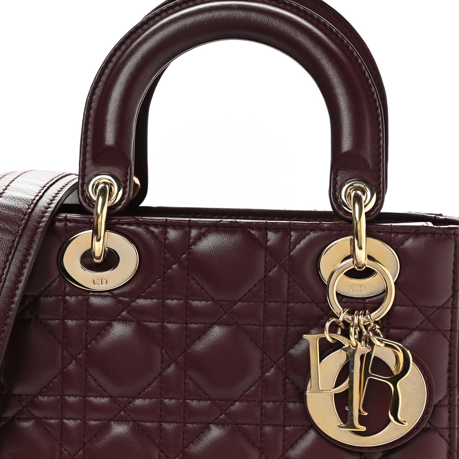 Christian Dior Lambskin Cannage Small Lucky Badges My Lady Dior Burgundy 8 of 11