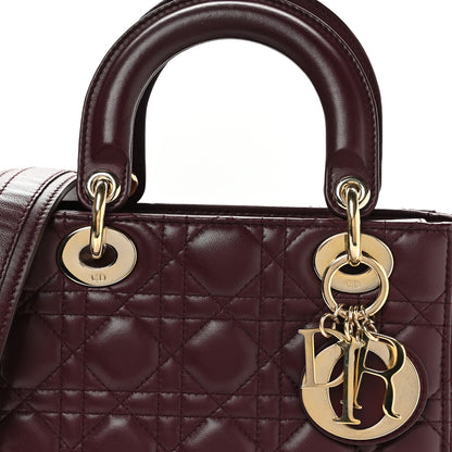 Christian Dior Lambskin Cannage Small Lucky Badges My Lady Dior Burgundy 8 of 11