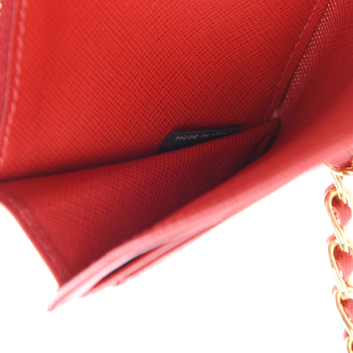 Saffiano Metal Oro Chain Wallet Fuoco