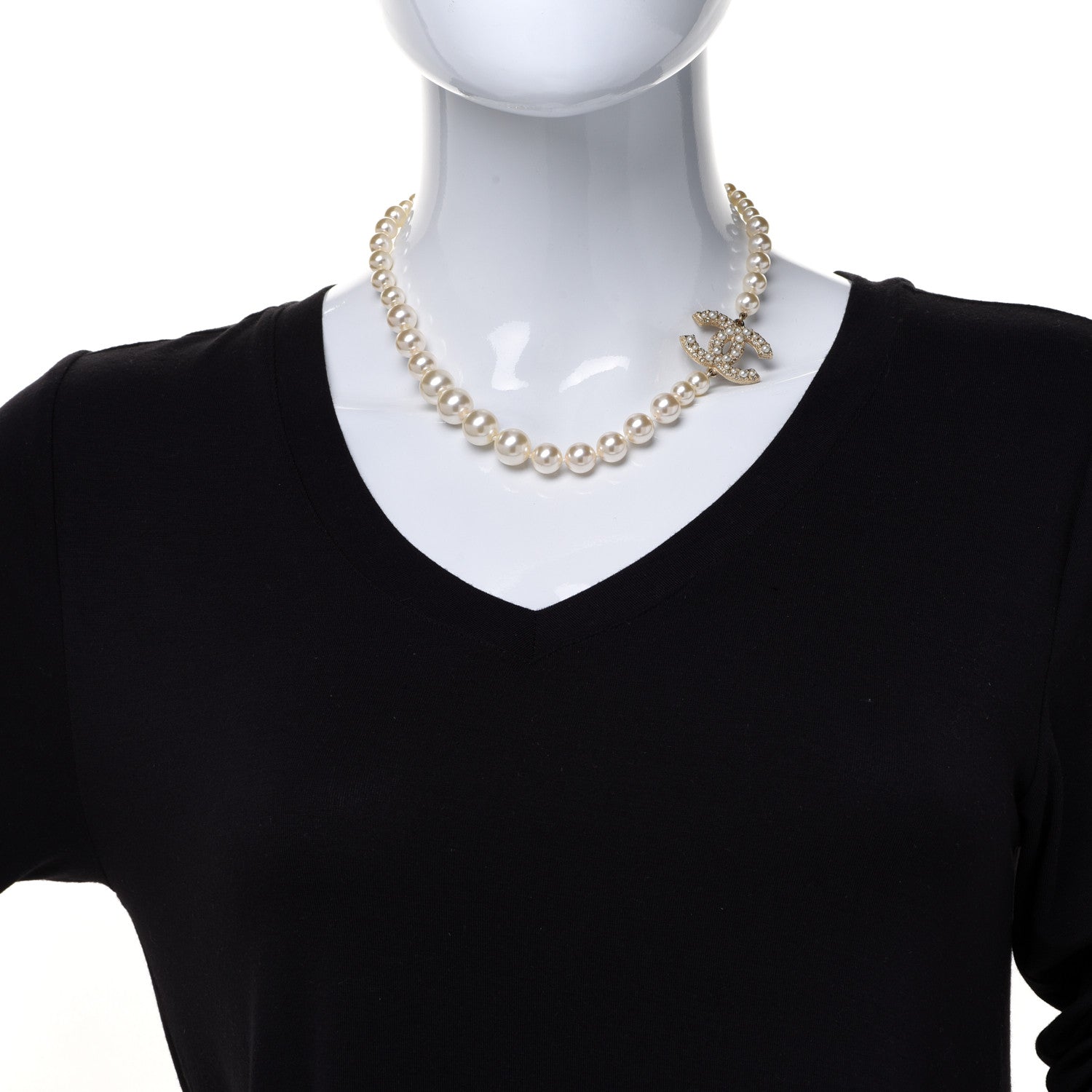 Chanel Pearl CC 100th Anniversary Necklace Light Gold 2 of 6