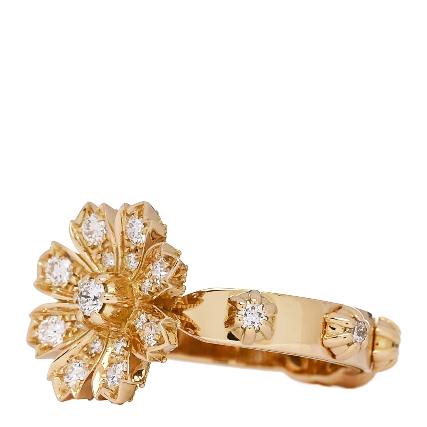 Gucci 18K Yellow Gold Diamond Flora Ring 52 6 3 of 6