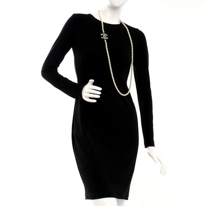 Chanel Pearl Crystal CC Long Necklace Black Silver 2 of 5