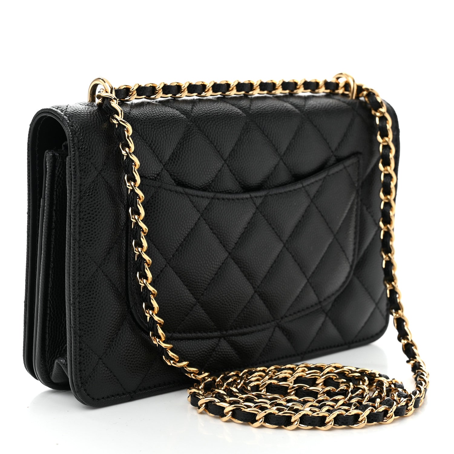 Chanel Caviar Quilted Pocket Clutch With Chain WOC Black 3 of 12