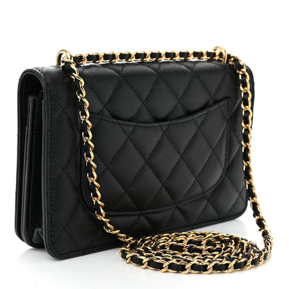 Chanel Caviar Quilted Pocket Clutch With Chain WOC Black 3 of 12