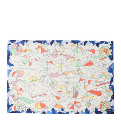 Chanel Cotton Silk CC Beach Stole White Multicolor 1 of 5